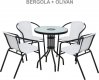 Jídelní stůl vhodný k zahradnímu setu, cen oceli / temperované mlečné sklo, OLIVAN
