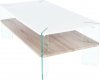 Konferenční stolek, HG bílá s leskem / vzor dřevo, MABILO