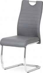 Pohupovací jídelní židle DCL-418 GREY, ekokůže šedá/chrom
