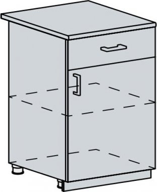 Spodní kuchyňská skříňka ANASTASIA 60D1D1S, 1-dveřová se zásuvkou, bříza