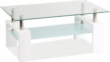 LISA BASIC II - konferenční stolek bílá lesk /sklo tvrzené/police mléčné sklo 60x55x100 ( LISABASIC2TB) (S) (K150-E)