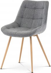 Jídelní židle CT-394 GREY2 šedá látka/kovové nohy dekor dub