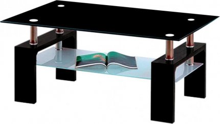 Konferenční stolek A 08-3 černá/černé horní sklo