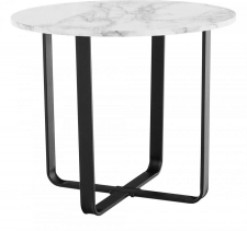 Kulatý konferenční stolek SALINO, bílý mramor/černý kov