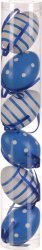 Vajíčka plastová, barva modro - bílá. Cena za balení 6 ks. VEL7166 BLUE
