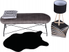 Designová lavice, hnědá látka/černý kov, RIVOLA