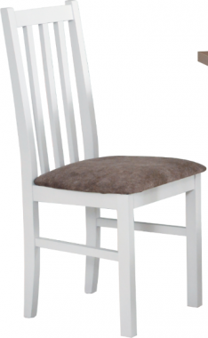 BOSANOVA 10 (BOSS 10)- jídelní židle Bílá/ nová látka hnědá č. 25B=Dora 22 (18A***) - kolekce "DRE" (K150-Z)