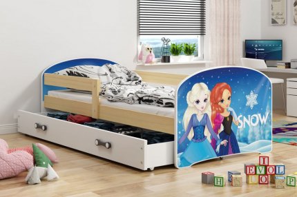 Dětská postel Hubert 80x160 s úložným prostorem, borovice/snow