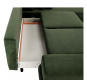 Rohová sedací souprava SELBY, rozkládací s úložným prostorem, pravá, zelená