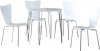 Jídelní set, stůl + 4 židle, bílá / chróm, NINA
