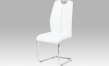 Jídelní židle DCL-409 WT, koženka bílá / chrom