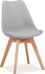 KRIS BUK- jídelní židle eco kůže SVĚTLE ŠEDÁ/ nohy dřevo buk (KRISBUJSZ) (S) (K150-E)