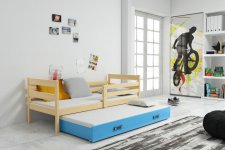 Dětská postel Norbert II 90x200 s přistýlkou, borovice/modrá