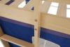 Multifunkční postel ALZENA 90x200 s PC stolem, borovicové dřevo/modrá