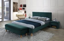 Čalouněná postel AZURRO 160x200, Velvet zelená/dub