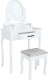 Toaletní stolek LINET New s taburetem, bílá/stříbrná