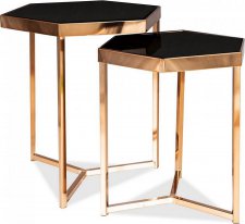 Kulatý konferenční stolek MILOS set 2 kusů, černá/šampaň