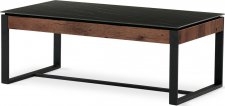 Stůl konferenční, deska slinutá keramika 120x60, černý mramor, nohy černý kov, tmavě hnedá dýha AHG-285 BK
