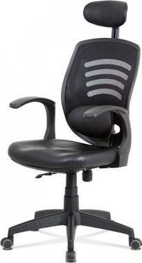 Kancelářská židle KA-D706 BK, permanent kontakt mech., černá koženka, plastový kříž 