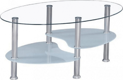 Oválný konferenční stolek WAVE NEW, ocel/sklo