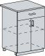 Spodní kuchyňská skříňka PROVENCE 60D1S, 2-dveřová se zásuvkou, šedá
