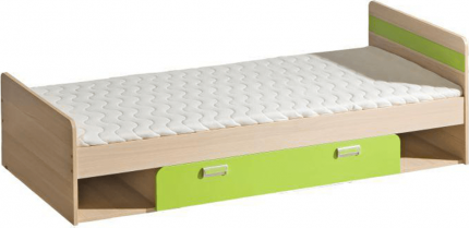 Dětská postel EGO L13 80x190 s úložným prostorem, jasan/zelená