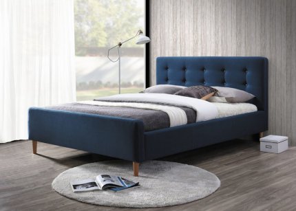 Čalouněná postel PINKO 160x200, tmavě modrá