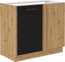 Rohová spodní kuchyňská skříňka Molly 105-DN-1F černá/dub artisan