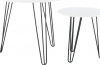 Kulatý odkládací stolek HOLDEN, set 2 kusů,  bílá/černý kov