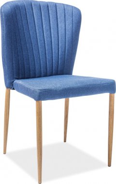 Jídelní čalouněná židle POLLY modrá/dub