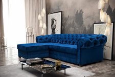 VALÉRIE  Pravá - (Valentino) sedací souprava tmavě modrá  RIVIÉRA  81/ nohy wenge (FE) kolekce - "E" (K250-E)