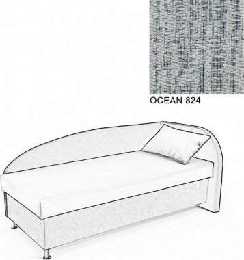 Čalouněná postel AVA NAVI, s úložným prostorem, 90x200, pravá, OCEAN 824