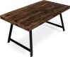 Jídelní stůl, 160x90x76 cm, MDF deska, dýha borovice, kovové nohy, černý lak HT-534 PINE