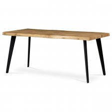 Jídelní stůl, 180x90x75 cm, MDF deska, 3D dekor divoký dub, kov, černý lak HT-880B OAK