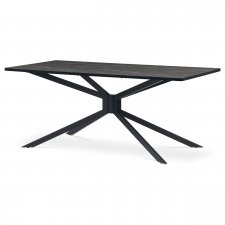 Jídelní stůl, 180x90x75 cm, MDF deska, dekor šedý mramor,  kovovová hvězdicová podnož, černý mat HT-885 GREY