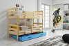 Patrová postel Norbert s úložným prostorem, borovice/modrá