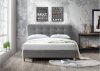 Manželská postel s roštem, 180x200, látka / dřevo, šedý melír / dub, NORIKA