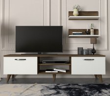 Televizní stolek s policemi KORMAT ořech/bílá