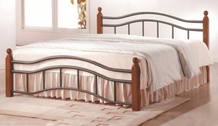 Kovová postel CALABRIA 180x200, třešeň/černý kov