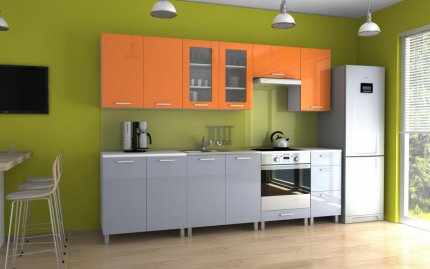 Kuchyňská linka Parkour RLG 260 cm, oranžový/šedý lesk