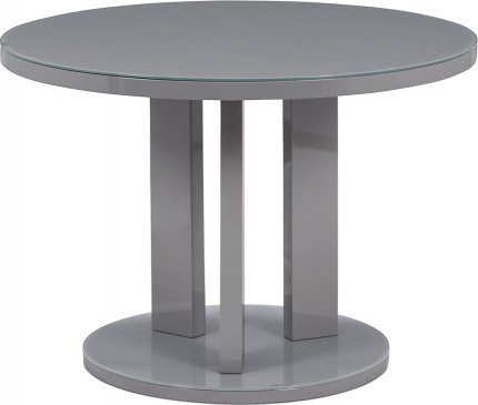 Kulatý jídelní stůl AT-4003 GREY, šedá lesk/sklo