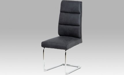 Jídelní židle, šedá látka, kov chrom DCH-189 GREY