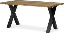 Stůl jídelní, 160x90x75 cm, masiv dub, kovové podnoží ve tvaru písmene "X" , černý lak DS-X160 DUB