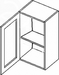 Horní kuchyňská skříňka MERLIN W40WL 1-dveřová, bílá lesk/čiré sklo