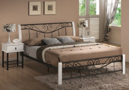Kovová postel PARMA 160x200 bílá/černá