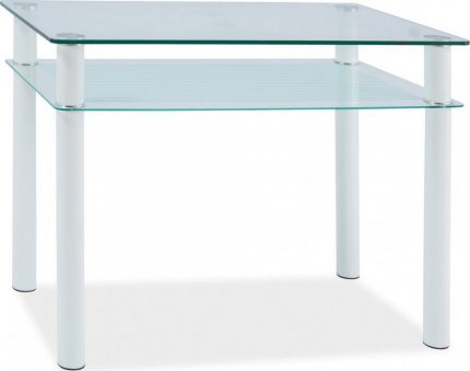 Jídelní stůl SONO 80x60, sklo/bílý kov