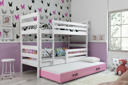 Patrová postel Norbert s přistýlkou, bílá/růžová