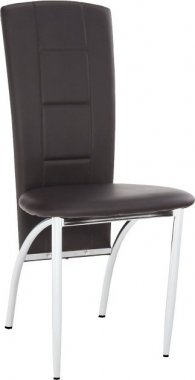 Jídelní židle FINA, tmavě hnědá ekokůže/chrom