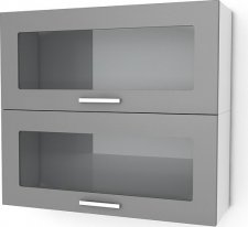 Horní kuchyňská skříňka Natanya KL802W výklopná, bílý lesk/sklo