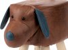 Taburet - pes, potah hnědá látka v dekoru vintage kůže, masivní nohy z kaučukovn LA2011